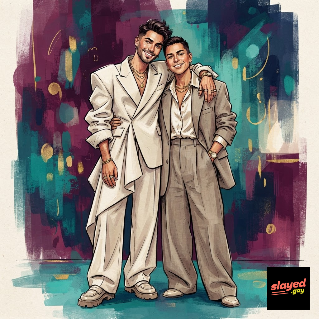 Queer fashion couple styling