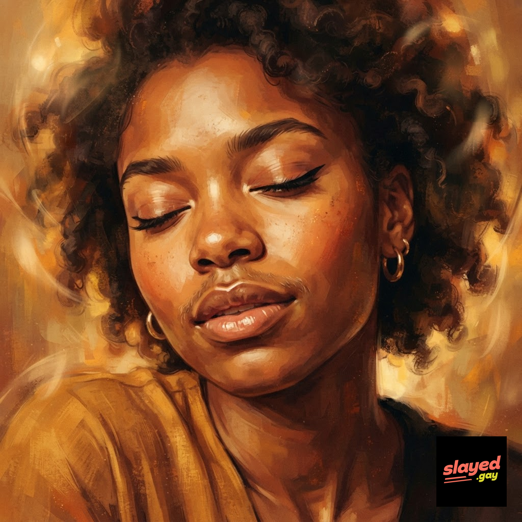 Close-up portrait in warm amber and golden tones