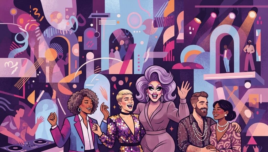 Editorial illustration representing gay culture trends in 2026