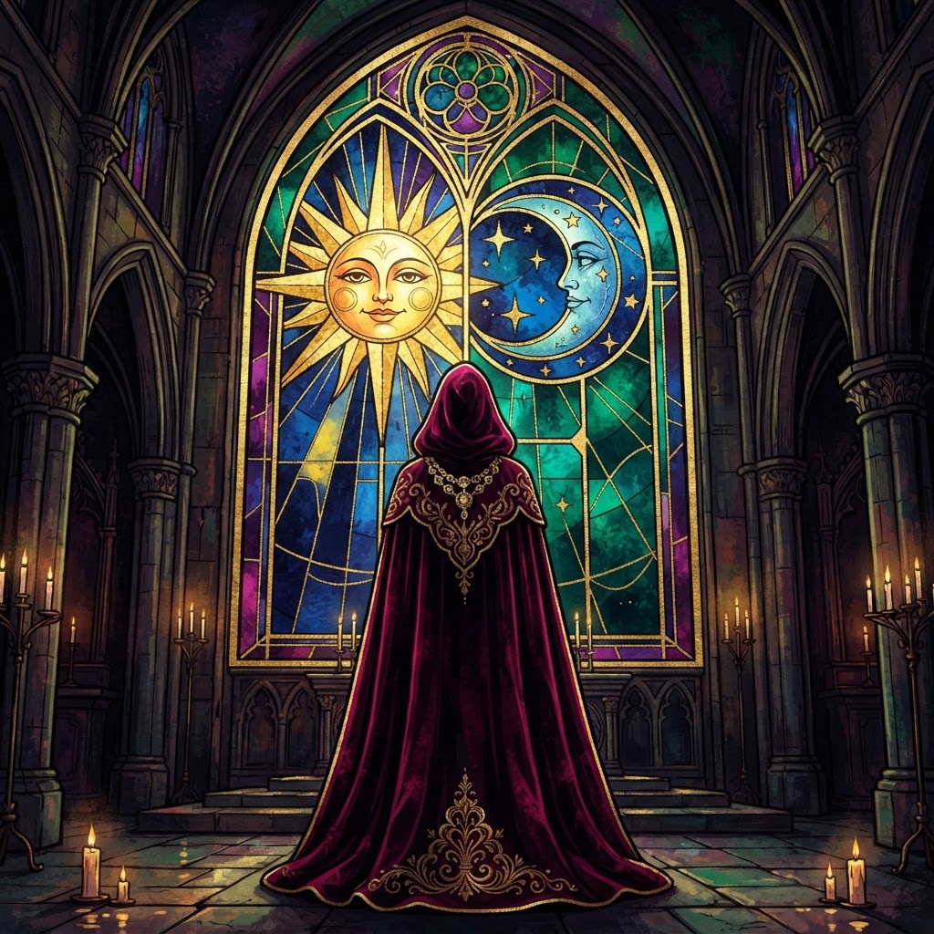 Gothic pop stained glass illustration