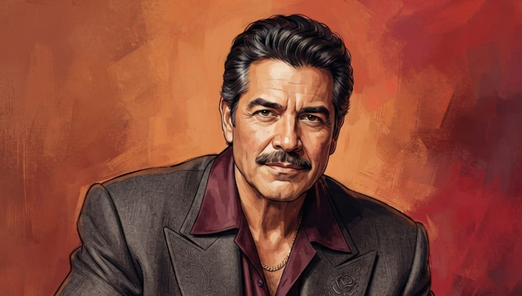 Editorial portrait of a confident Latino fashion designer